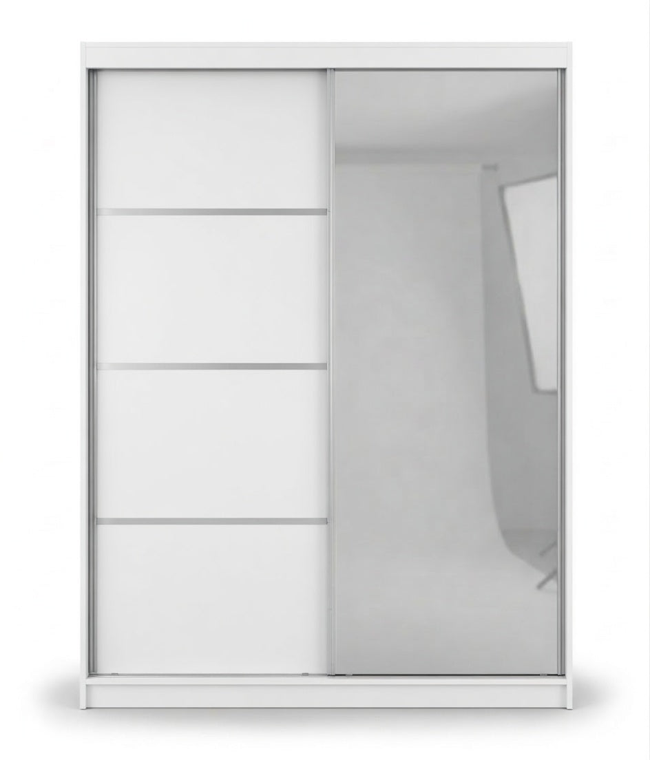 Modern  Sliding Door Wardrobe with Mirror – Spacious Bedroom Storage Closet