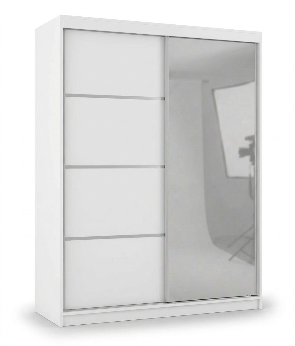 Modern  Sliding Door Wardrobe with Mirror – Spacious Bedroom Storage Closet