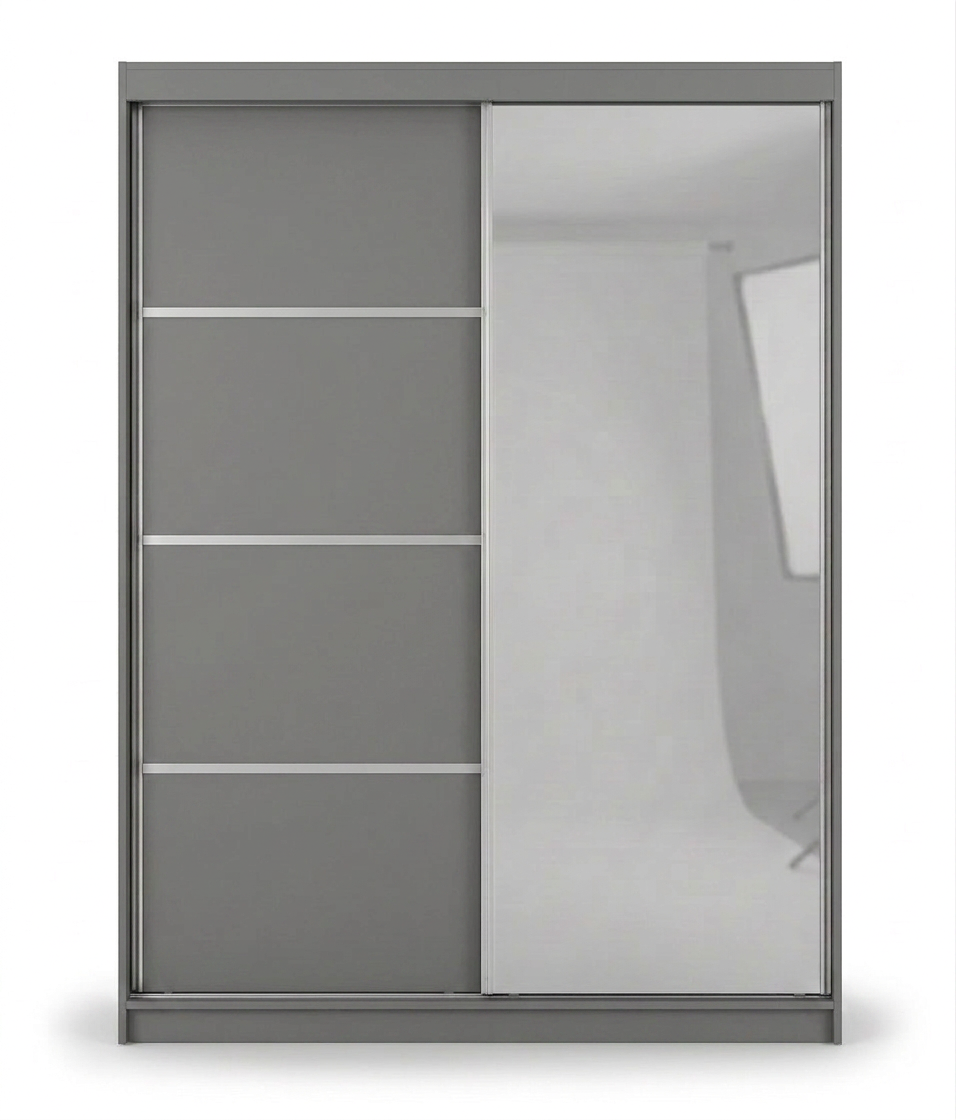 Modern  Sliding Door Wardrobe with Mirror – Spacious Bedroom Storage Closet