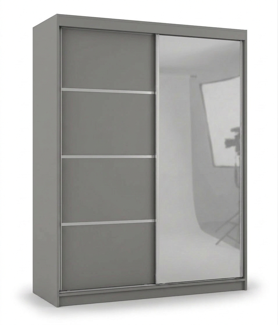 Modern  Sliding Door Wardrobe with Mirror – Spacious Bedroom Storage Closet
