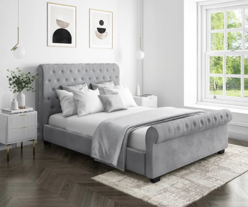 Sleigh bed (Grey)