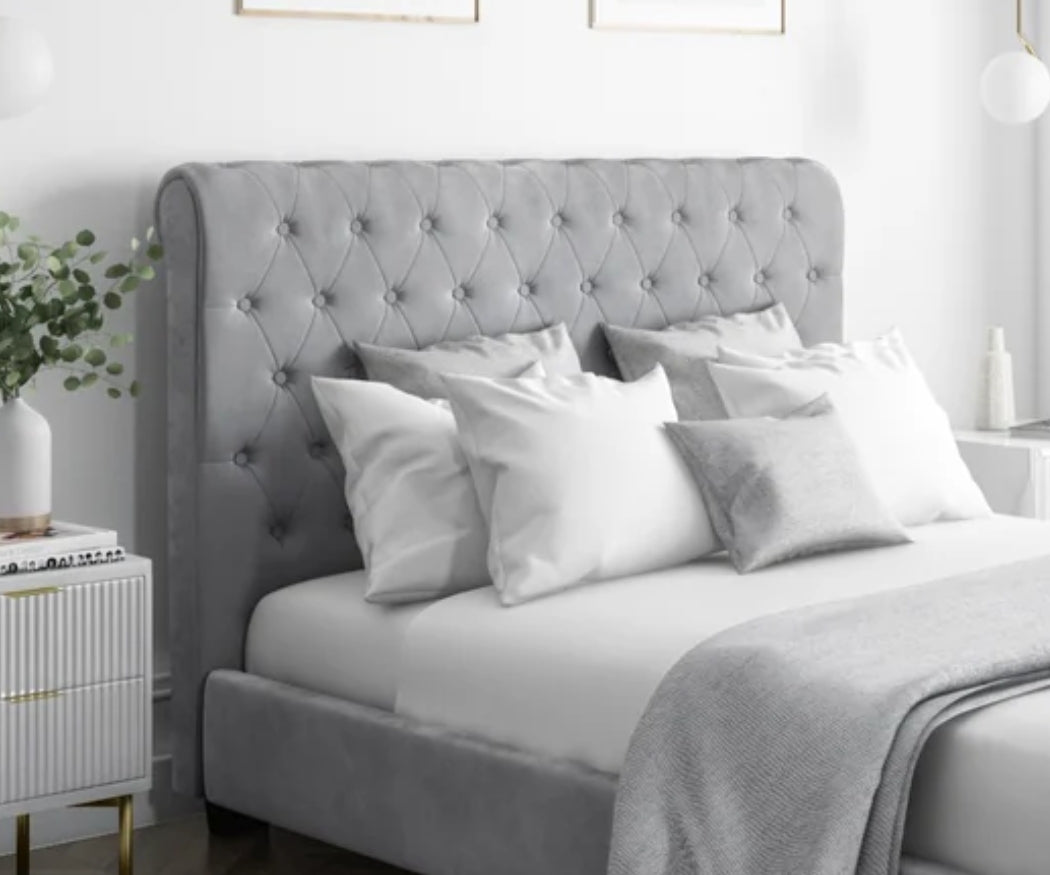 Sleigh bed (Grey)