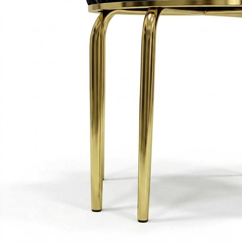 Gold metal chair leg on a white background