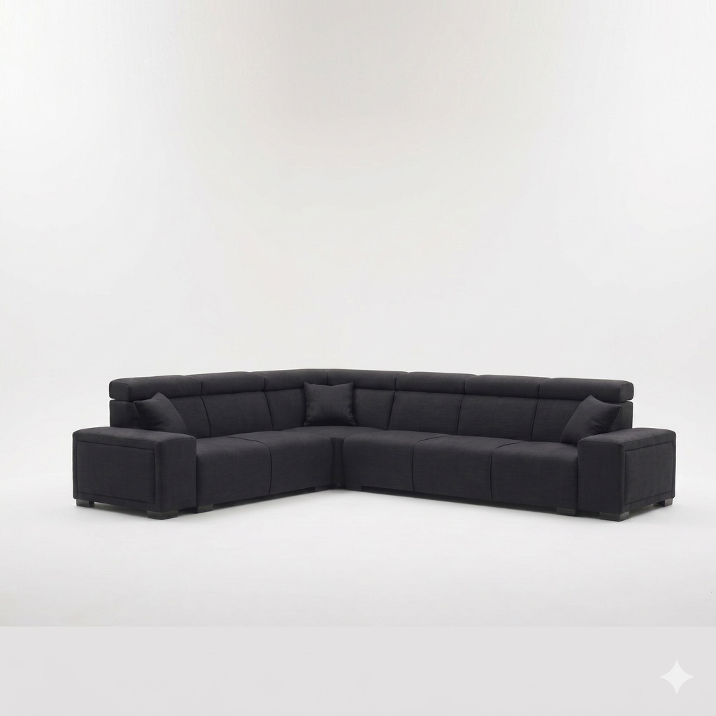 7-Seater L-Shaped Sectional Sofa with Adjustable Headrests and Armrests