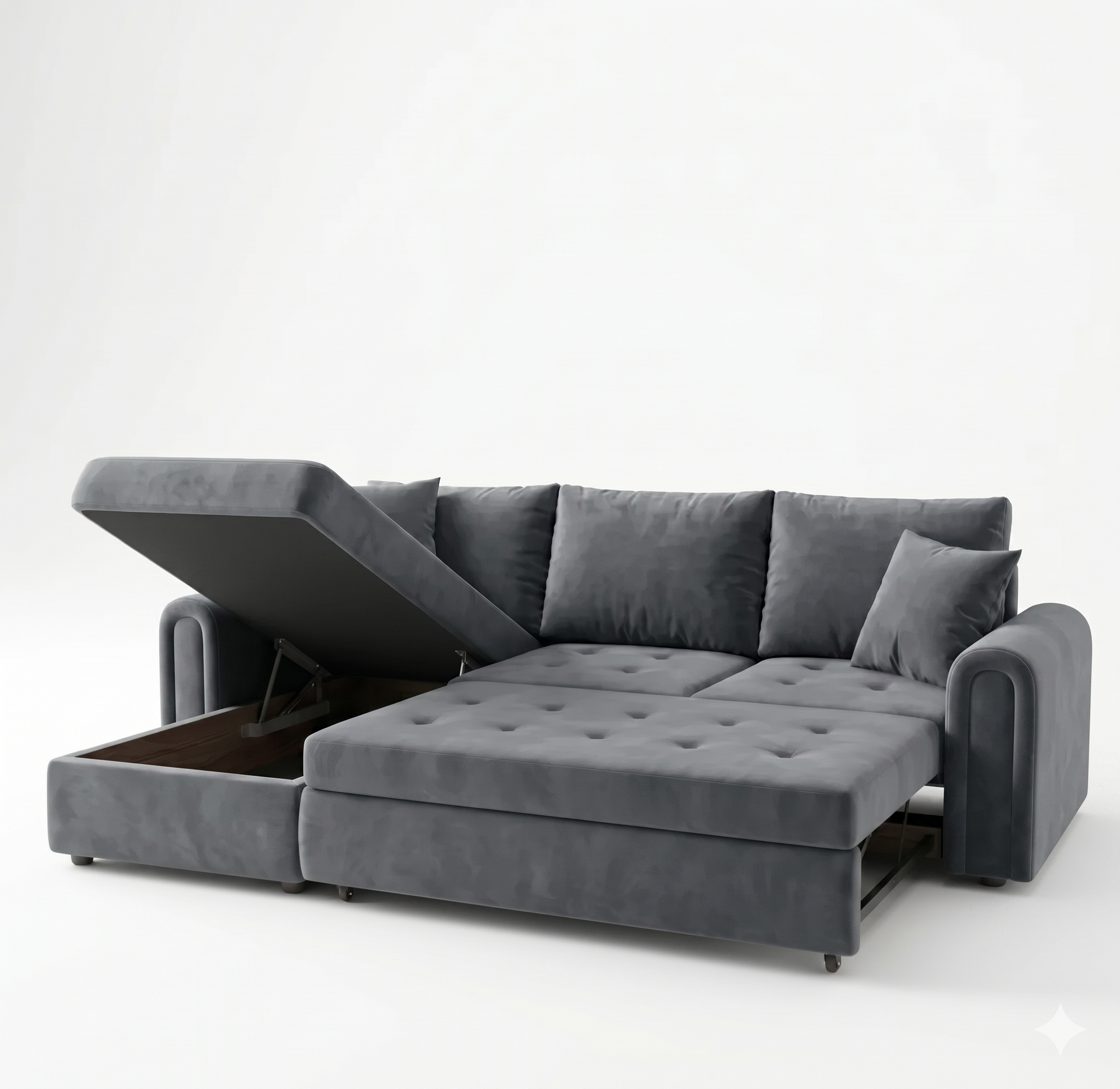 3 Seater Fabric Sofa Bed with Storage | Living Room Settee & Guest Bed
