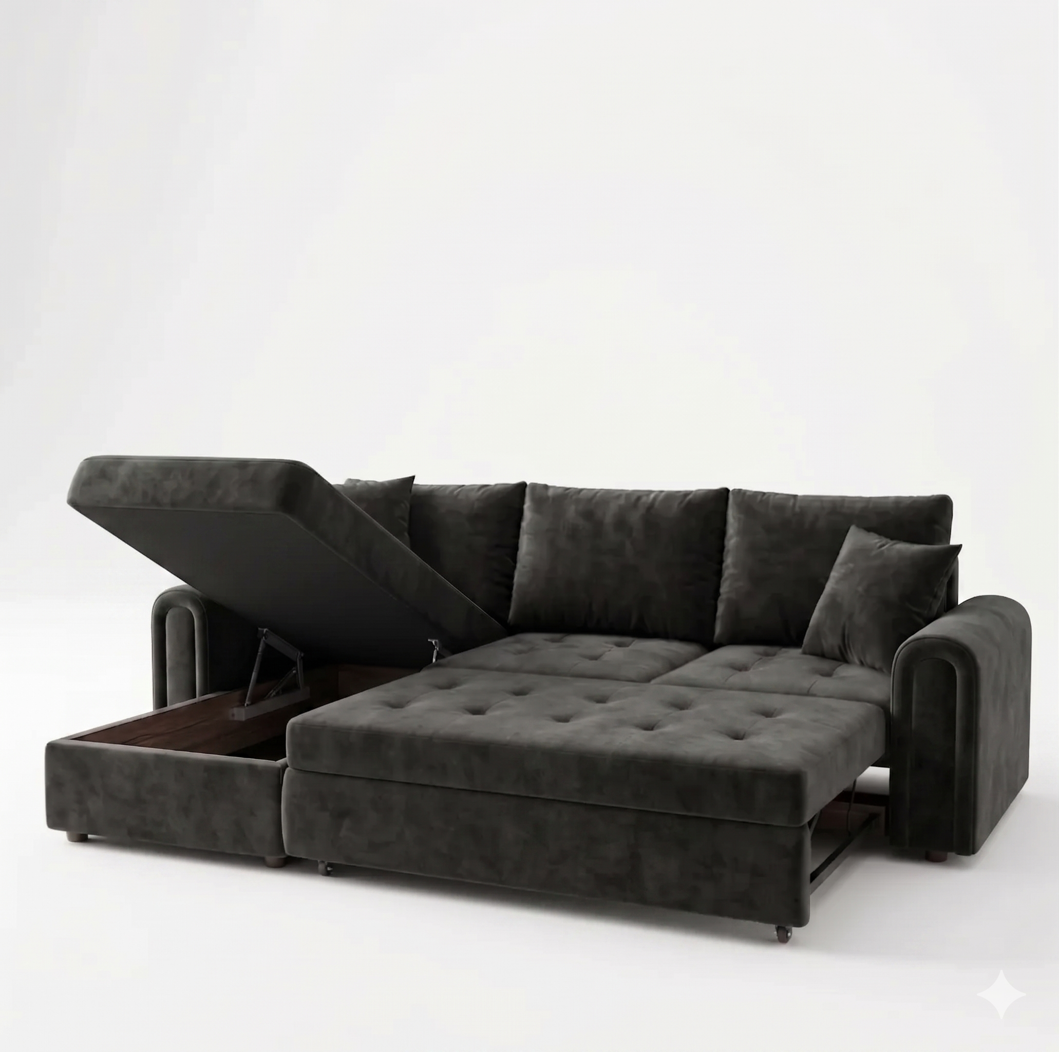 3 Seater Fabric Sofa Bed with Storage | Living Room Settee & Guest Bed
