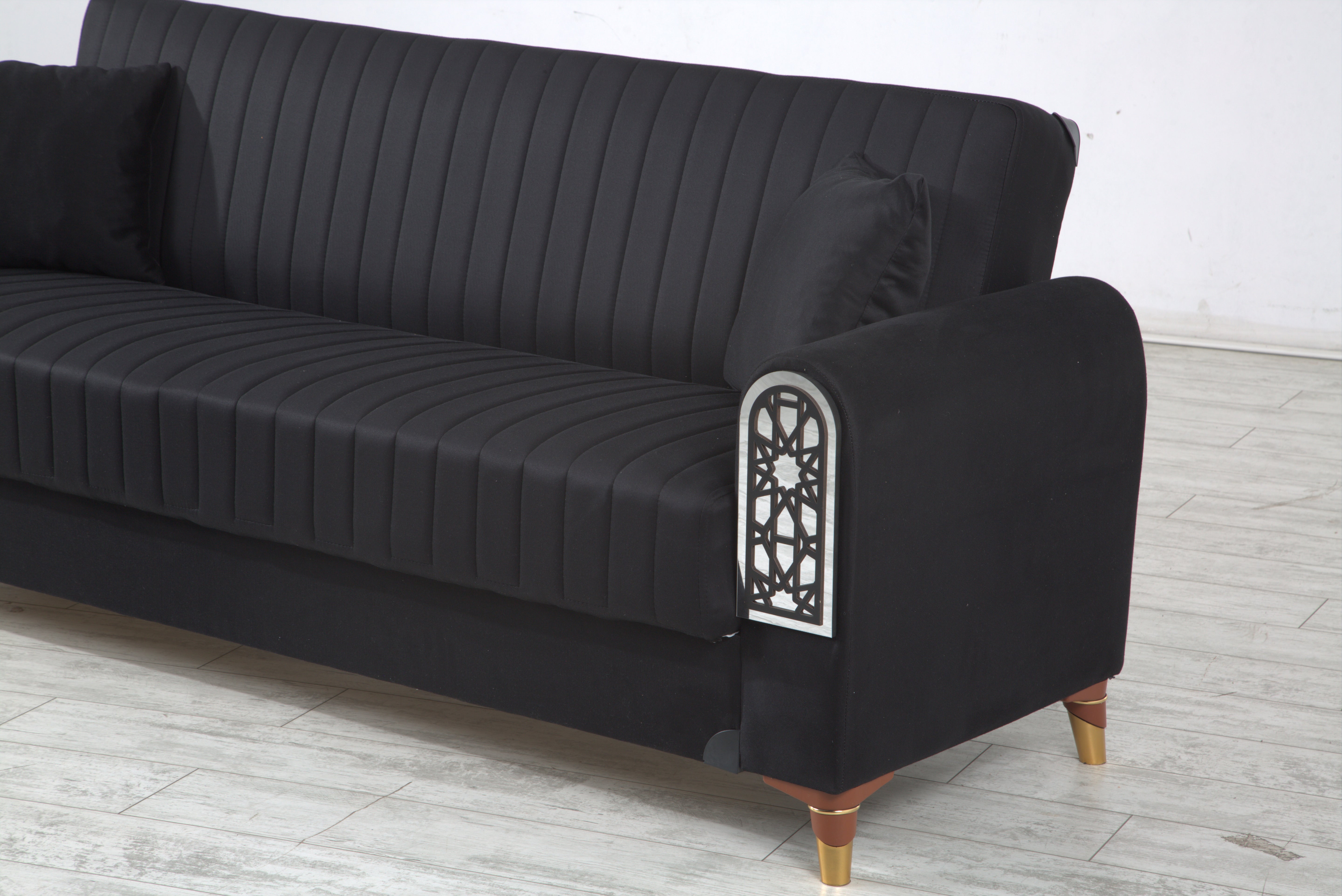 3 SEATER SOFA WITH BLACK AND WHITE PATTERN