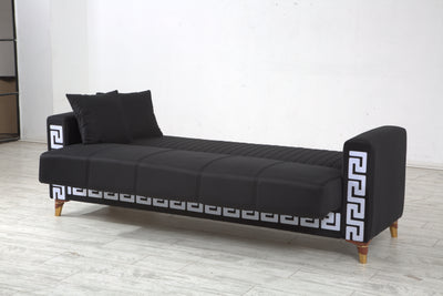 3 SEATER SOFA WITH BLACK AND WHITE PATTERN