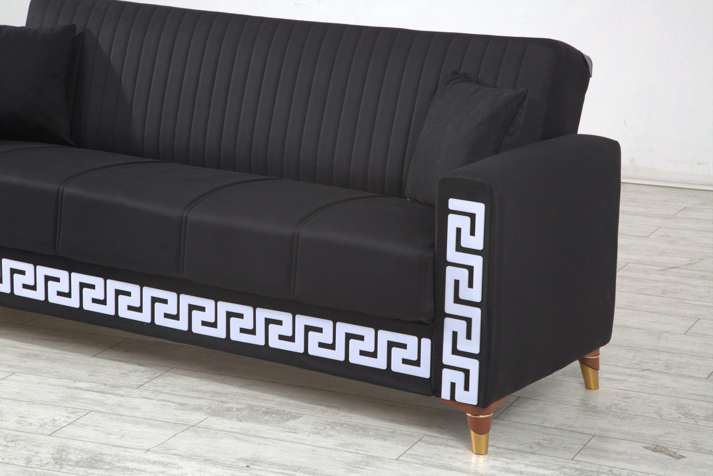 3 SEATER SOFA WITH BLACK AND WHITE PATTERN