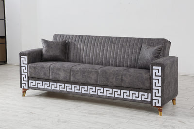 3 SEATER SOFA WITH BLACK AND WHITE PATTERN