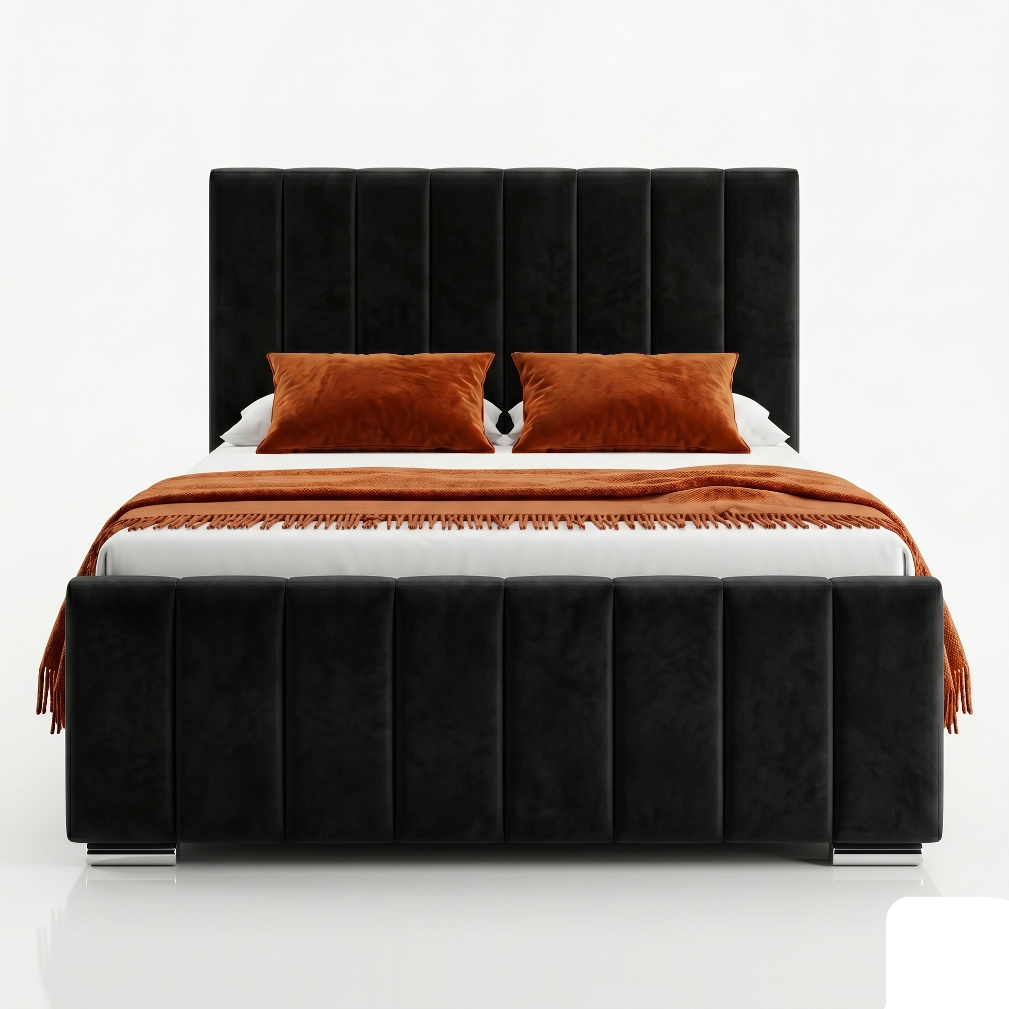 Luxury Panel-Line Velvet Storage Bed with mattress and  Steel Legs