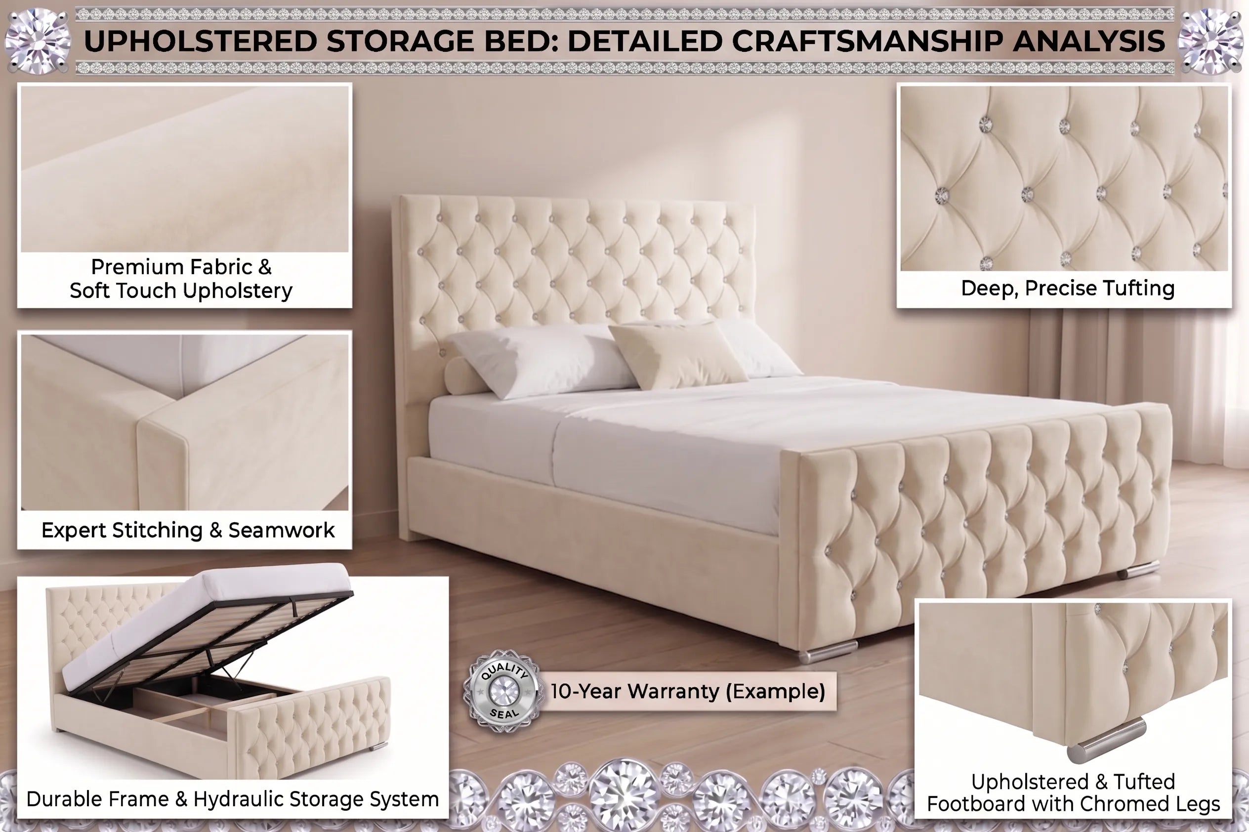 Luxury Florida Storage Bed , Premium Spring Base & High-Quality Mattress Support
