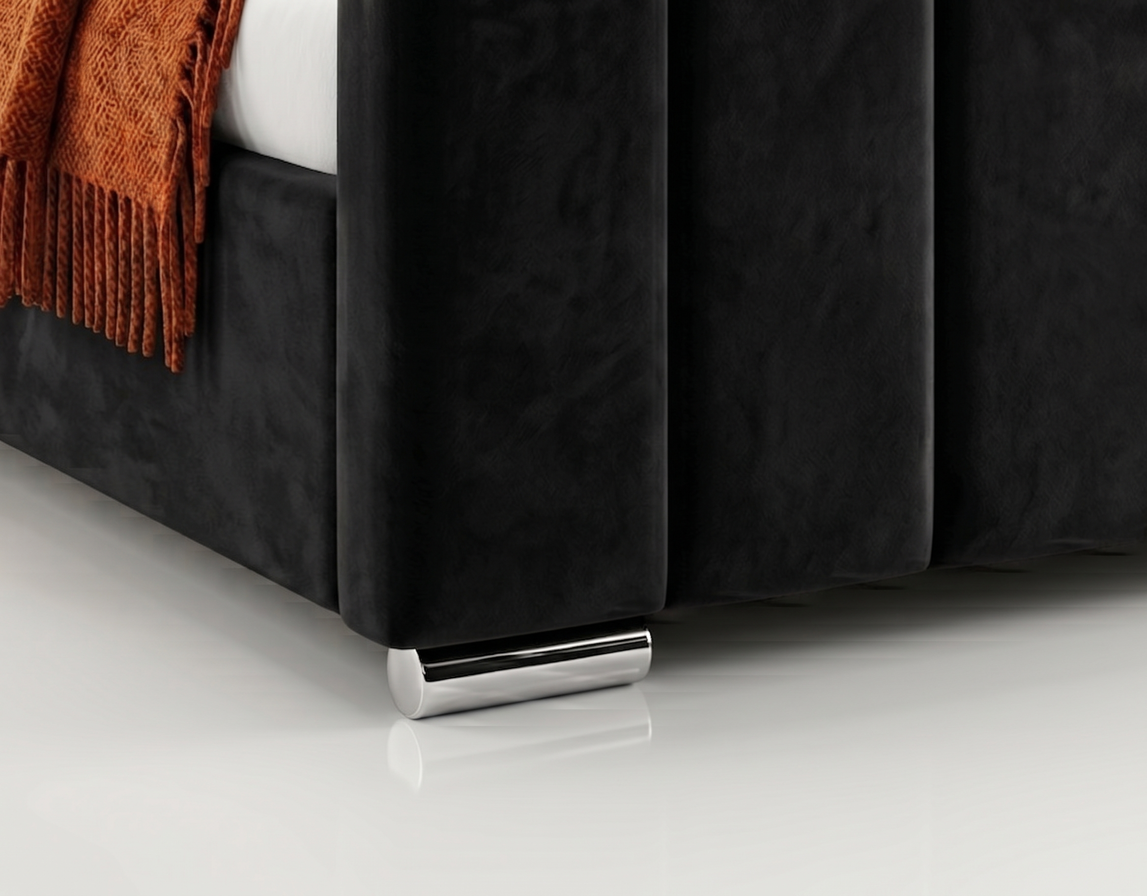 Luxury Panel-Line Velvet Storage Bed with mattress and  Steel Legs
