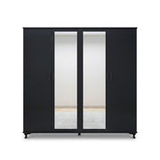Four-Door Wardrobe with Double Mirrors and Large Storage