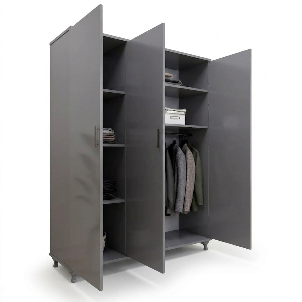 Three-Door Wardrobe with Full-Length Mirror for Bedroom Storage