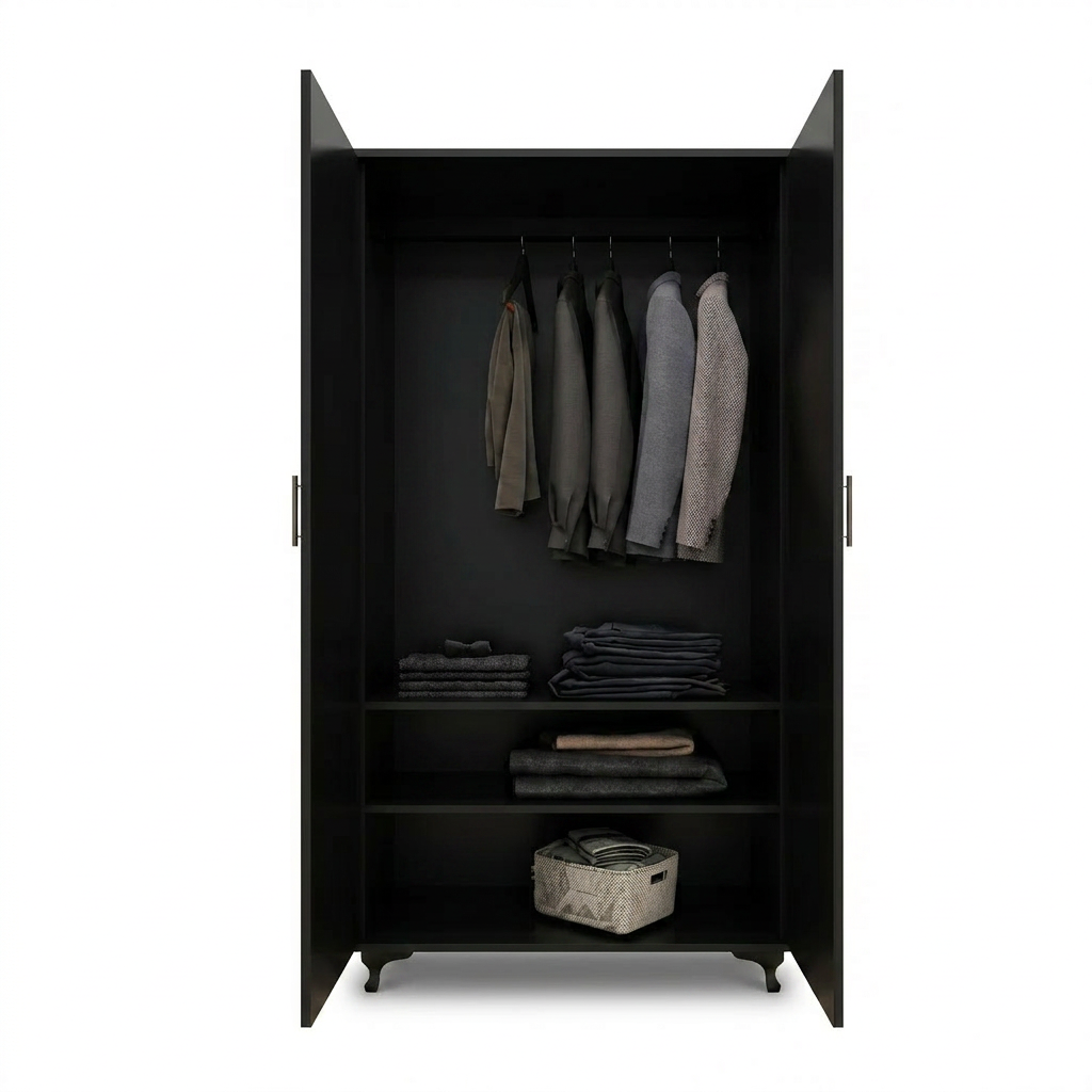 Modern Two-Door Bedroom Wardrobe with Spacious Storage Design