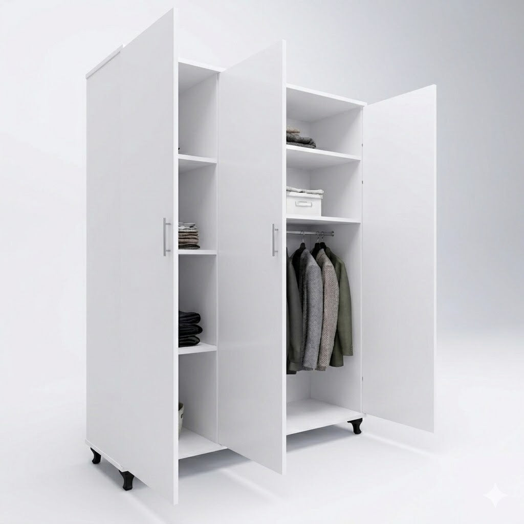 Black Three Door Wardrobe – Modern Spacious Bedroom Storage at NewLookHome