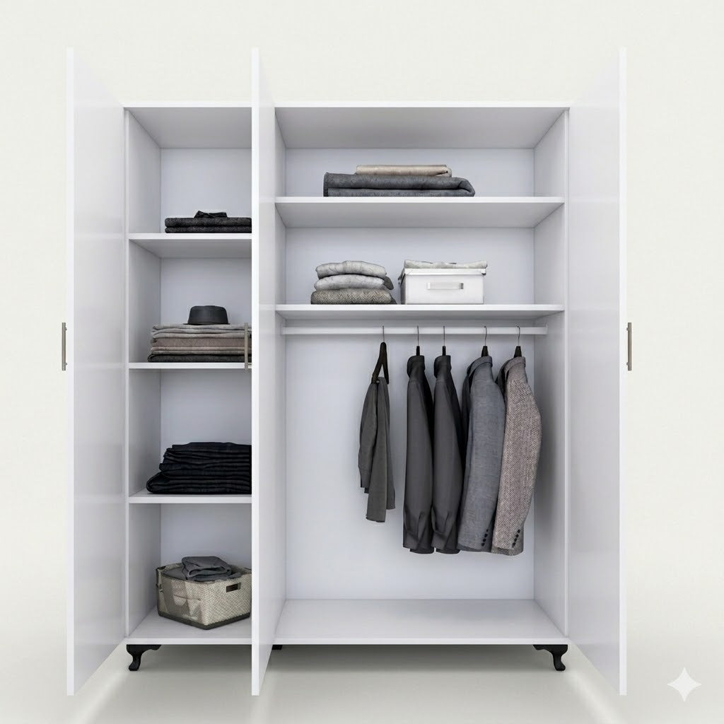 Black Three Door Wardrobe – Modern Spacious Bedroom Storage at NewLookHome