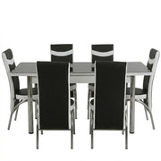Premium Black and White Turkish Dining Set with Regzine Chairs & Printed Glass Table Top