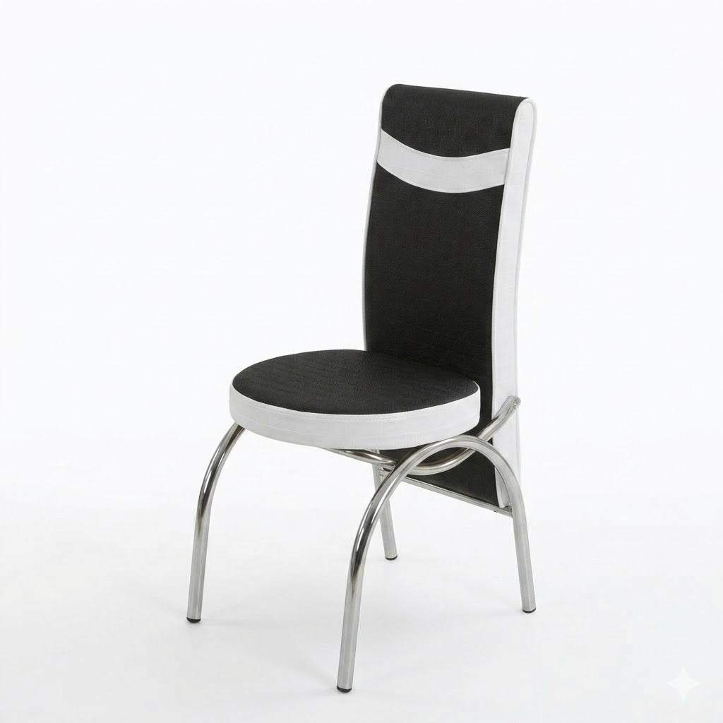 Premium Black and White Turkish Dining Set with Regzine Chairs & Printed Glass Table Top