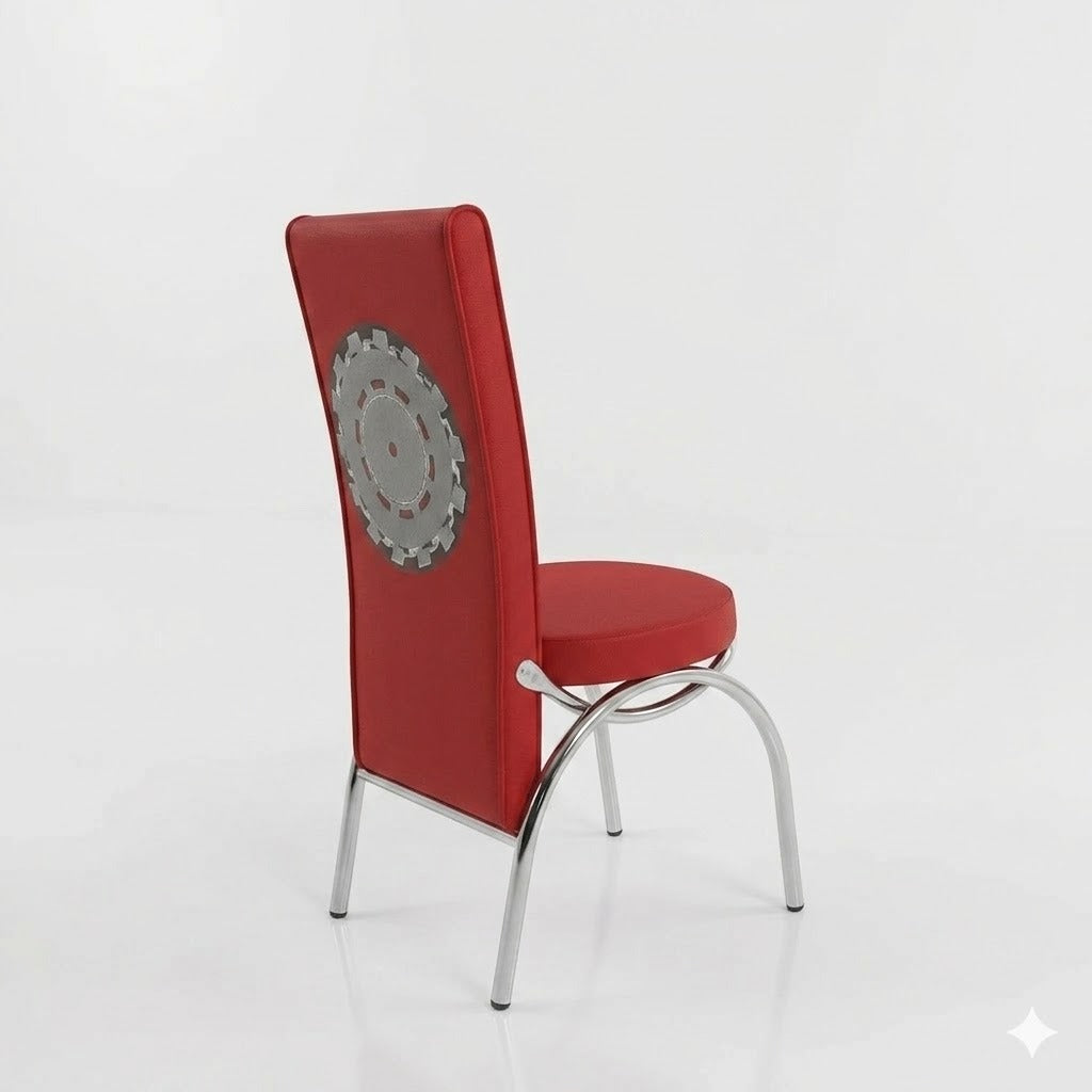 Premium Turkish Dining Set with Regzine Chairs ,Printed Glass Table Top & Steel Legs