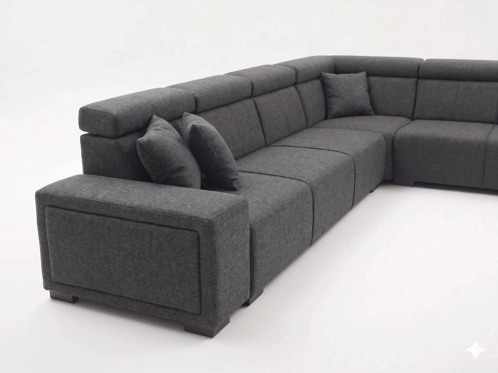 Gray sectional sofa on a white background