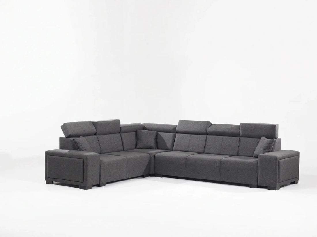 Gray sectional sofa on a white background