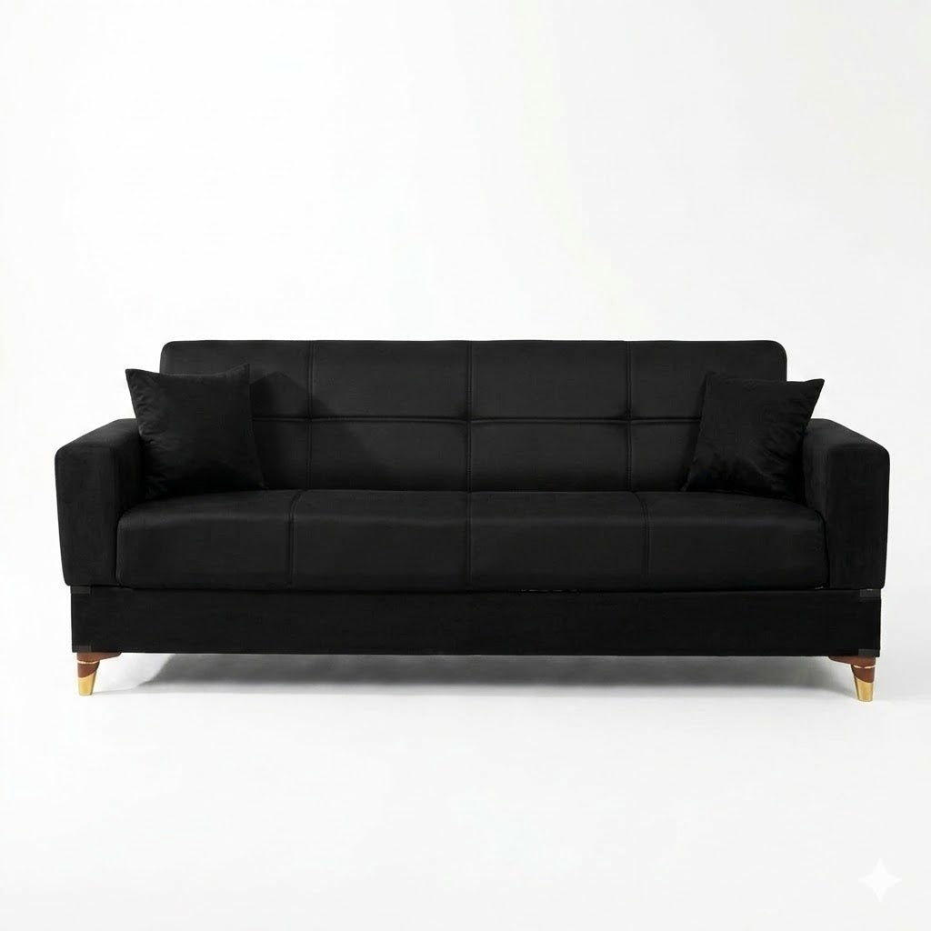 Black sofa on a white background