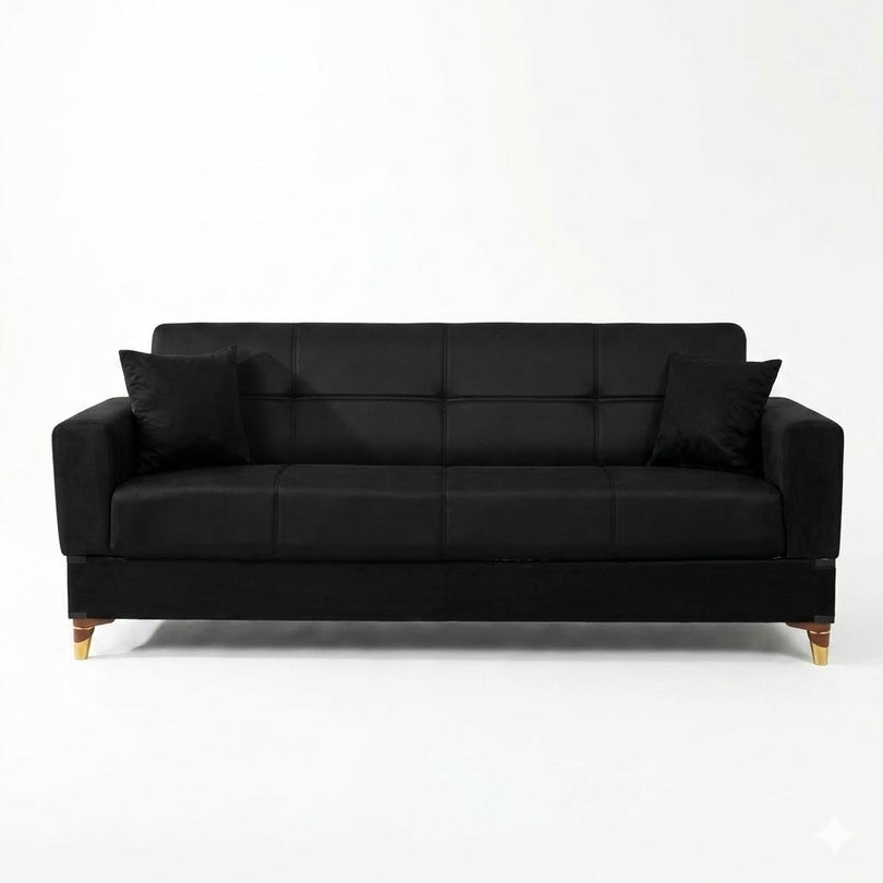 Contemporary 3-seater sofa with gold accent legs Belgium delivery