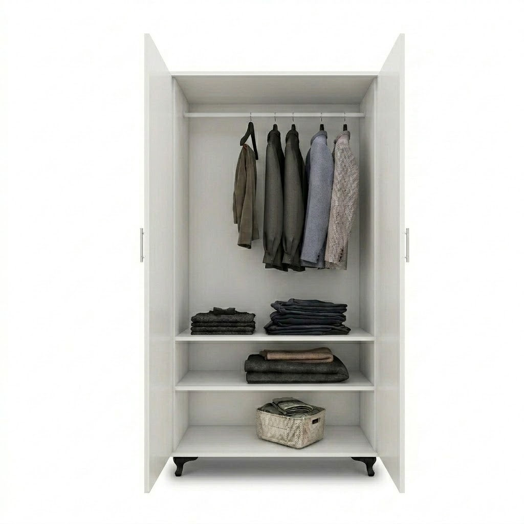 Modern Two-Door Bedroom Wardrobe with Spacious Storage Design