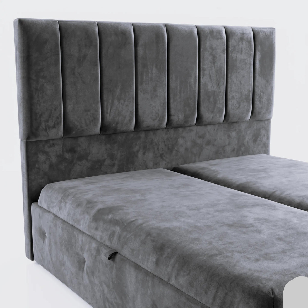 Premium Velvet Gas-Lift Storage Bed with Steel Legs & Upholstered Headboard