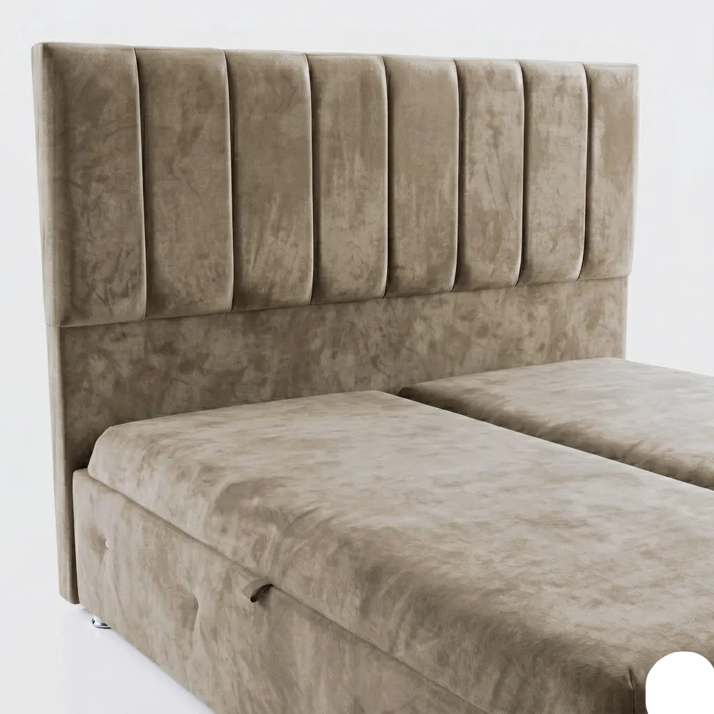 Premium Velvet Gas-Lift Storage Bed with Steel Legs & Upholstered Headboard