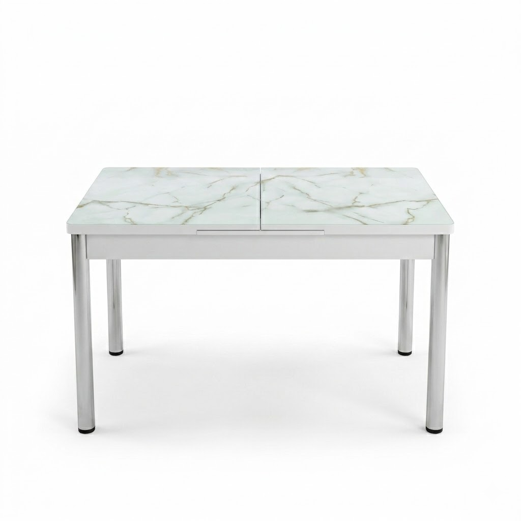 Premium White Marble Turkish Dining Set with 6 Elegant Chairs Luxury Modern Collection