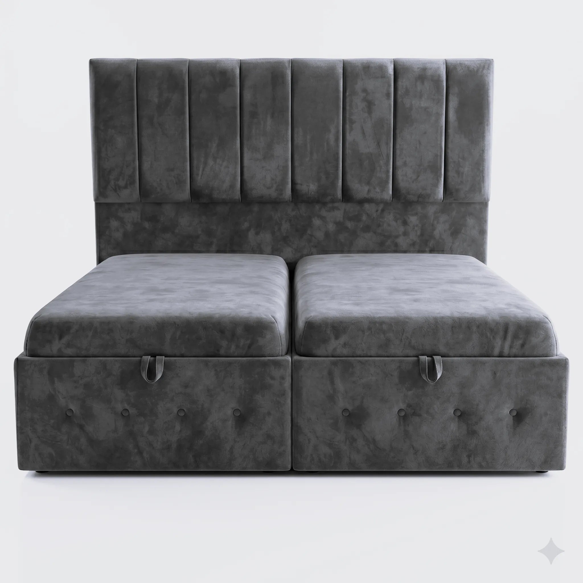 Premium Velvet Gas-Lift Storage Bed with Steel Legs & Upholstered Headboard