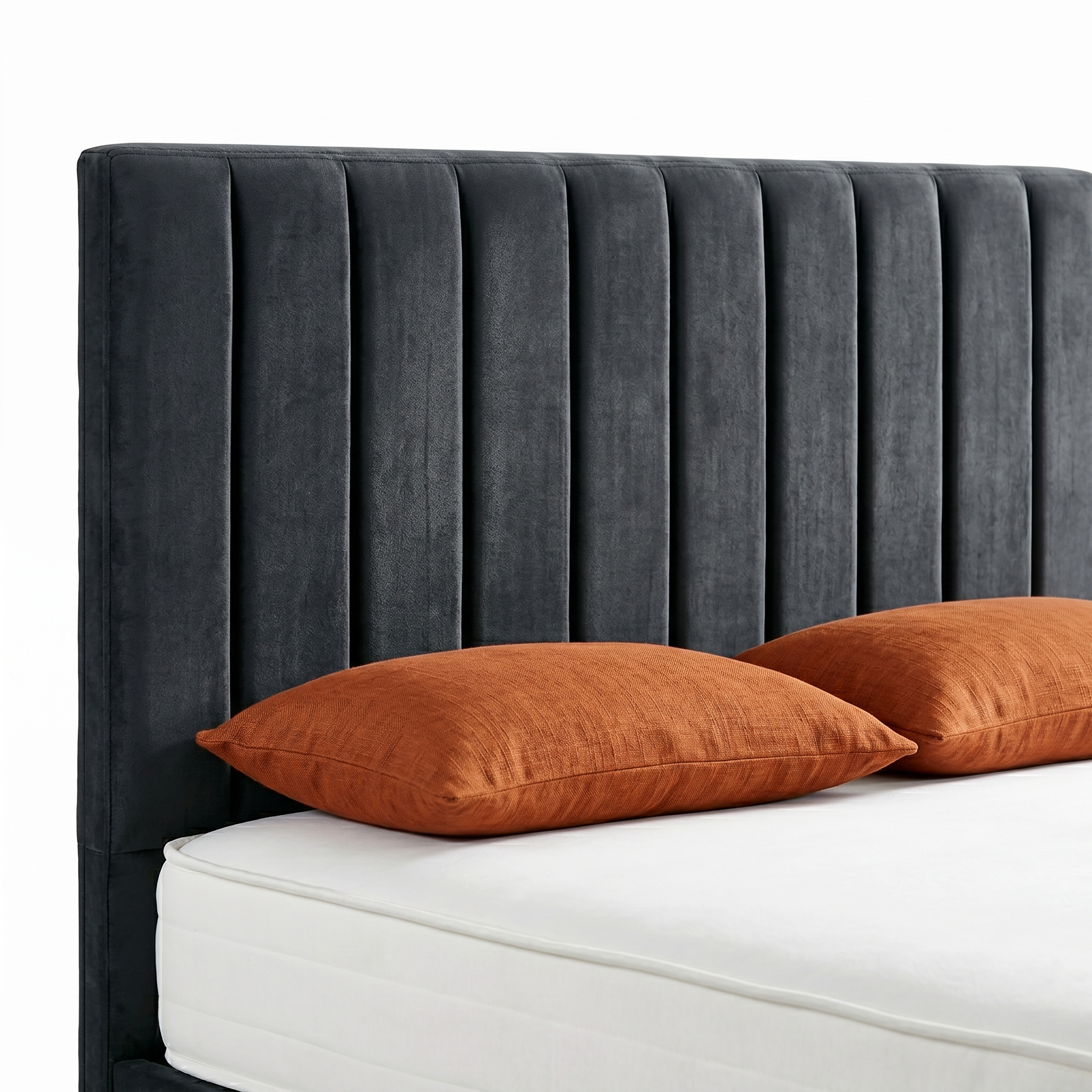 Luxury Panel-Line Velvet Storage Bed with mattress and  Steel Legs