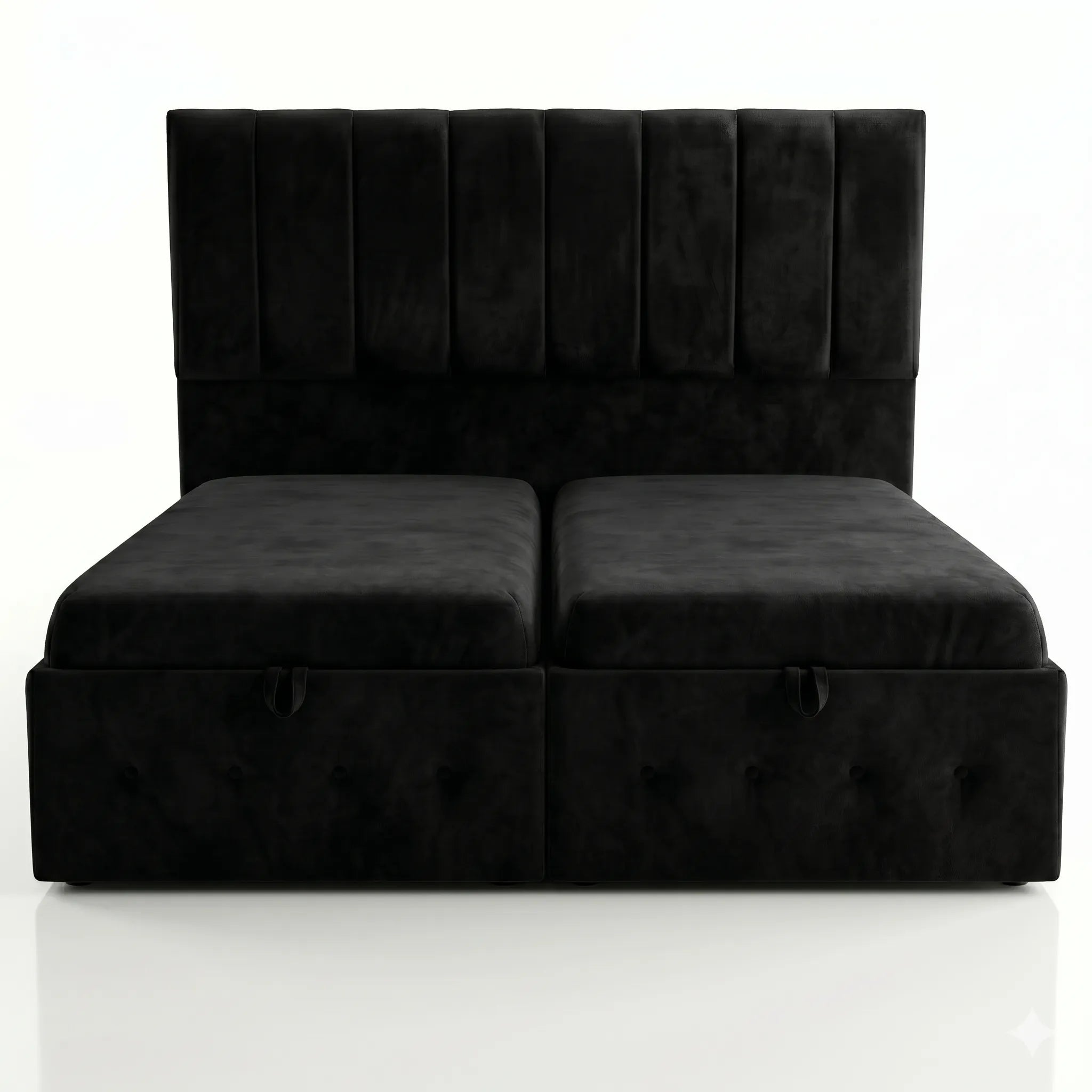 Premium Velvet Gas-Lift Storage Bed with Steel Legs & Upholstered Headboard