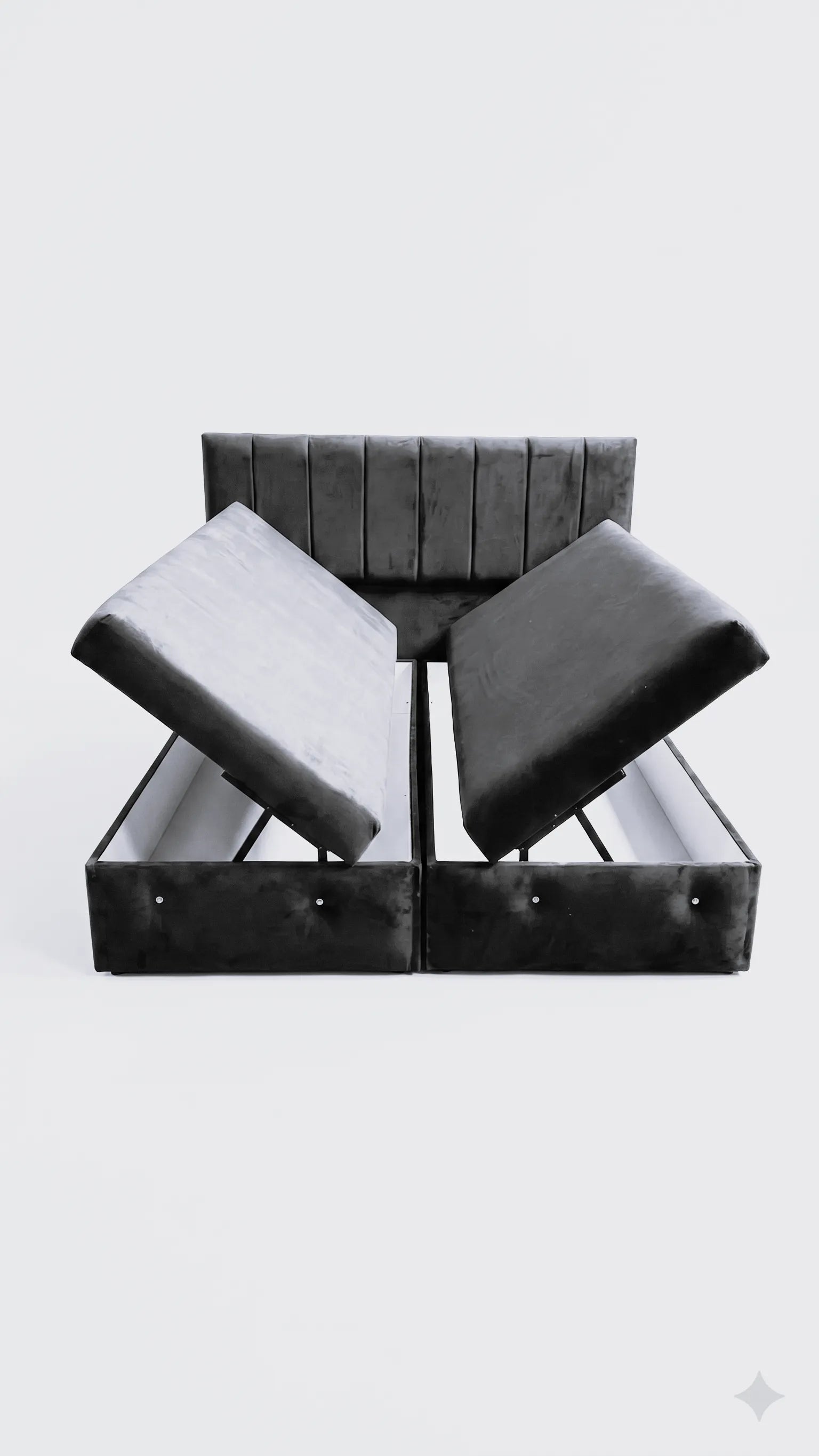 Premium Velvet Gas-Lift Storage Bed with Steel Legs & Upholstered Headboard