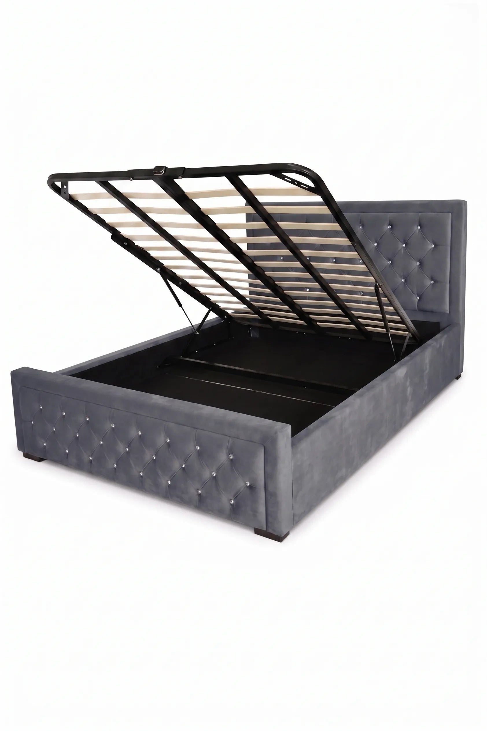 Luxury Hilton Chesterfield Velvet Bed with matress| Diamond Tufted & Steel Legs