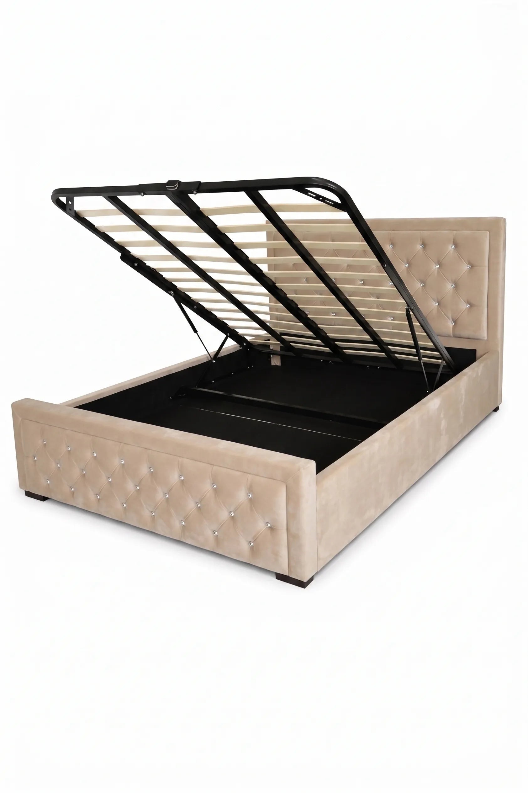 Luxury Hilton Chesterfield Velvet Bed with matress| Diamond Tufted & Steel Legs