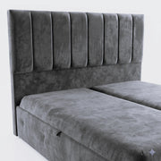 Premium Velvet Gas-Lift Storage Bed with Steel Legs & Upholstered Headboard