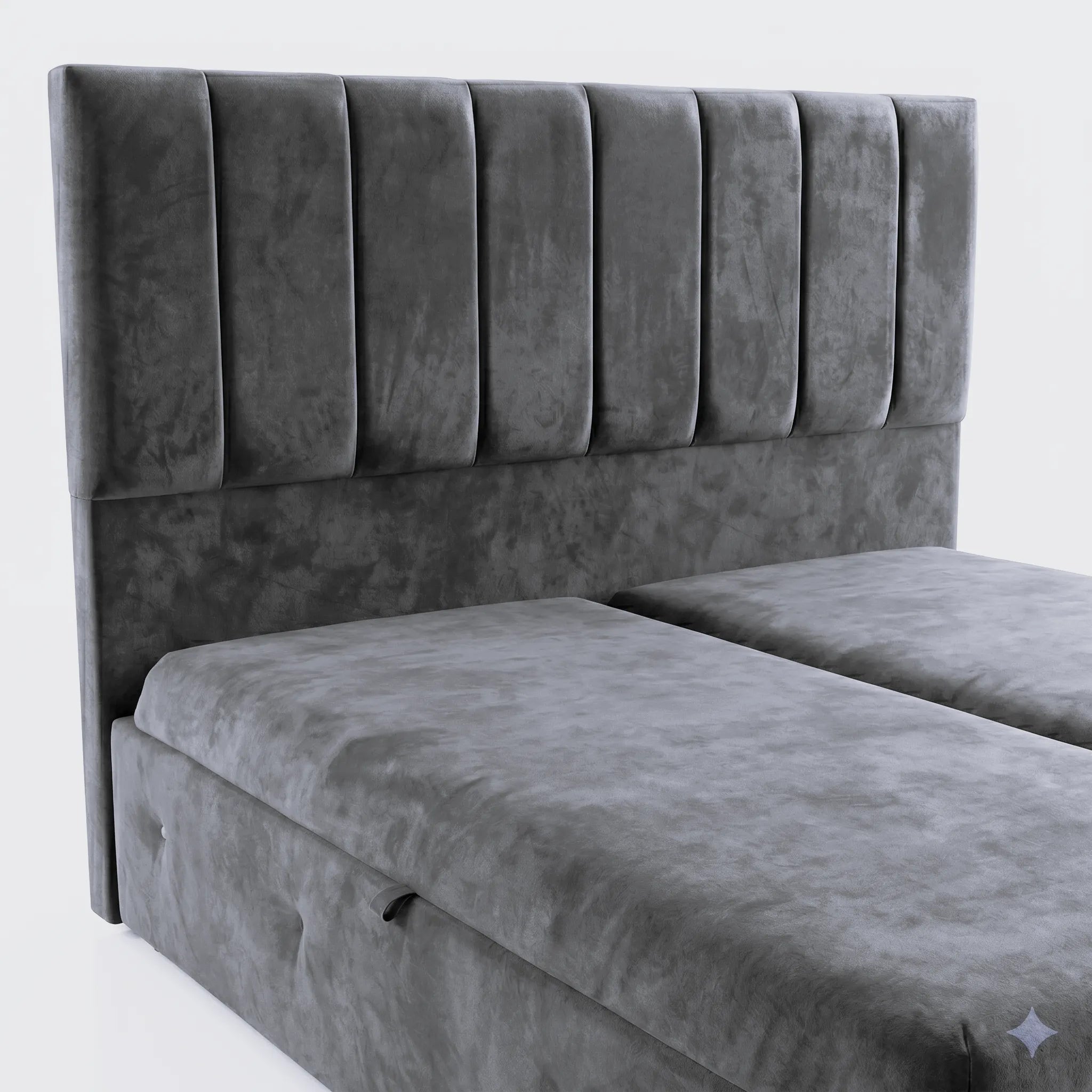 Premium Velvet Gas-Lift Storage Bed with Steel Legs & Upholstered Headboard