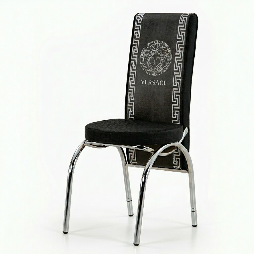 Premium Turkish Dining Set with Luxury Versace Printed Glass Top and 6 Chairs
