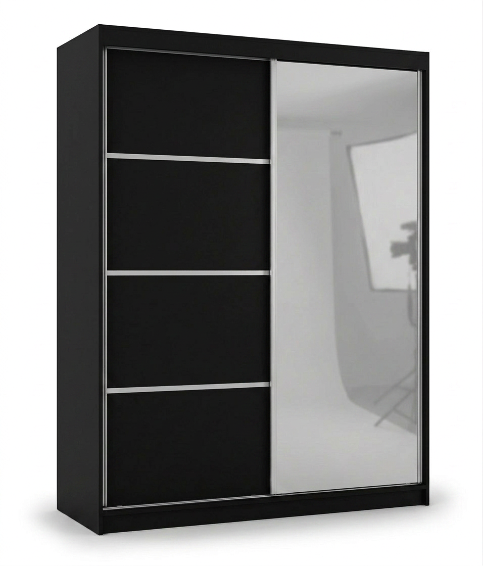 Modern  Sliding Door Wardrobe with Mirror – Spacious Bedroom Storage Closet