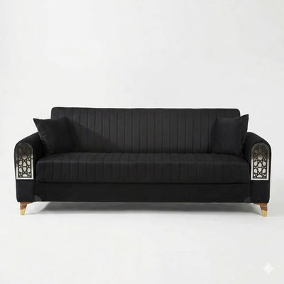 Elegant 3-Seater Sofa Bed – Luxury Velvet with Storage for Smart Living Design