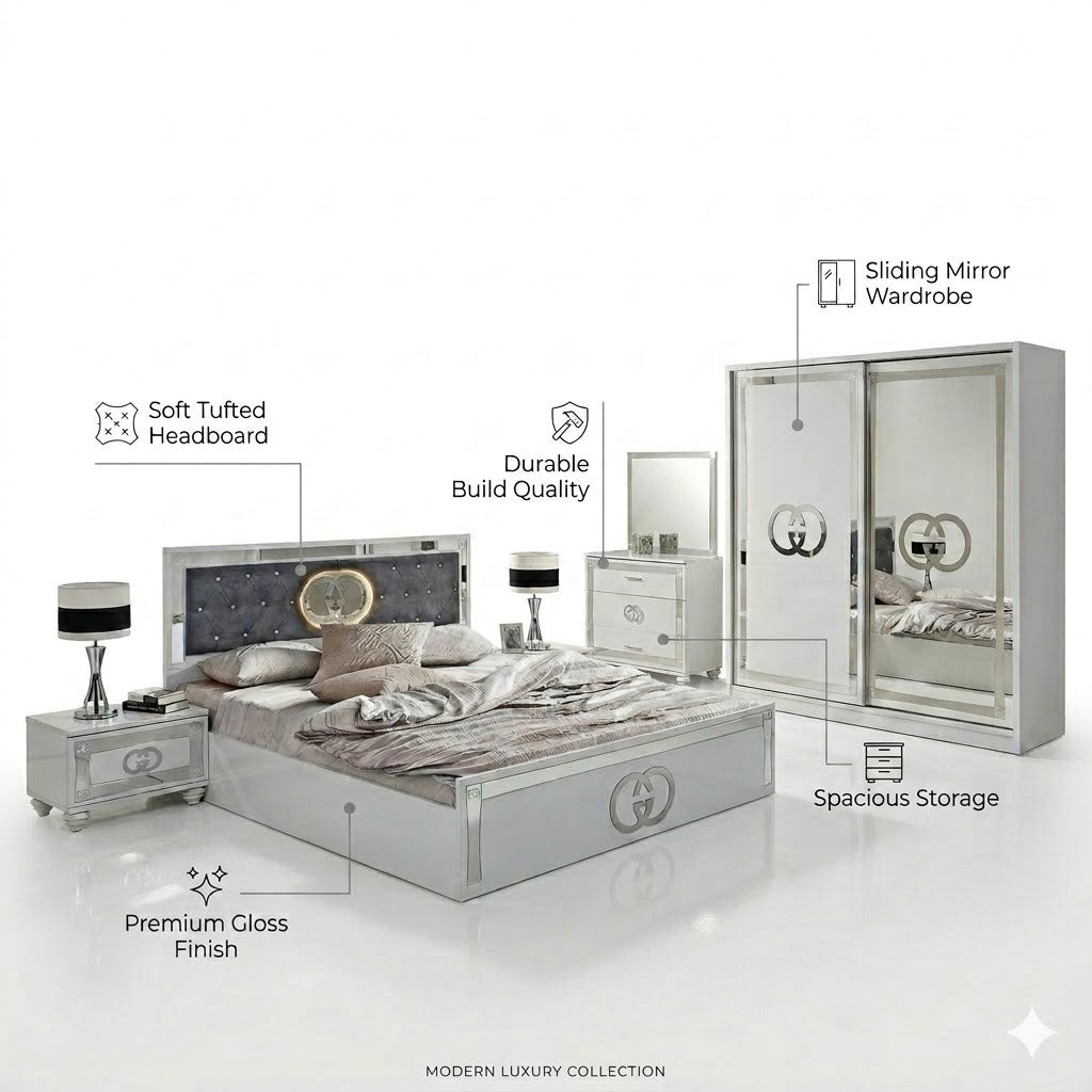 The Royale 5-Piece LV/Gucci Bedroom Suite: Premium Bedroom Furniture Collection